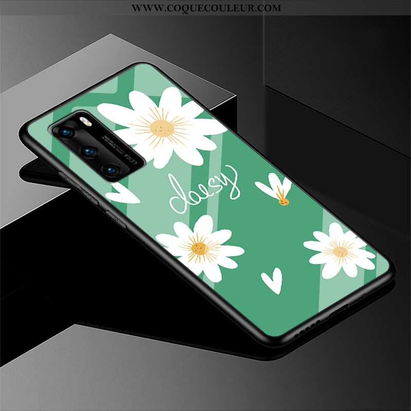 Housse Huawei P40 Créatif Téléphone Portable Coque, Étui Huawei P40 Tendance Fluide Doux Verte