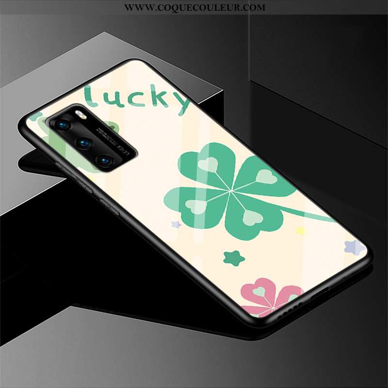 Housse Huawei P40 Créatif Téléphone Portable Coque, Étui Huawei P40 Tendance Fluide Doux Verte