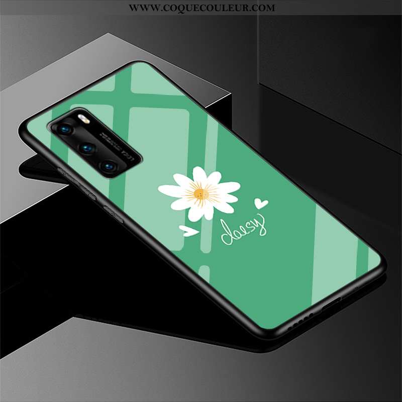 Housse Huawei P40 Créatif Téléphone Portable Coque, Étui Huawei P40 Tendance Fluide Doux Verte