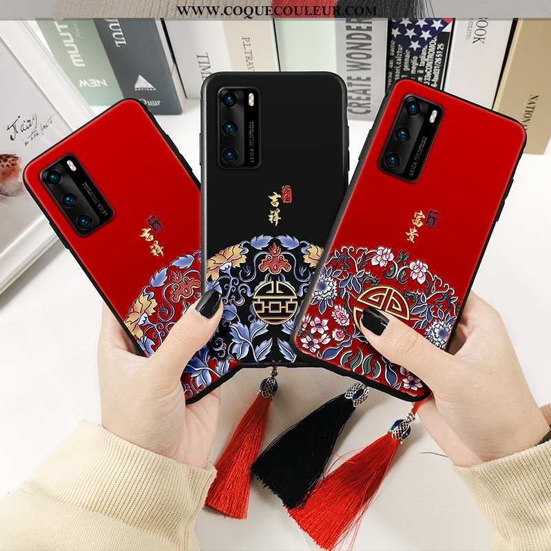 Coque Huawei P40 Protection Étui Téléphone Portable, Housse Huawei P40 Fluide Doux Rouge