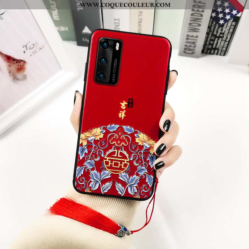 Coque Huawei P40 Protection Étui Téléphone Portable, Housse Huawei P40 Fluide Doux Rouge