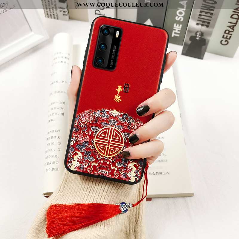 Coque Huawei P40 Protection Étui Téléphone Portable, Housse Huawei P40 Fluide Doux Rouge