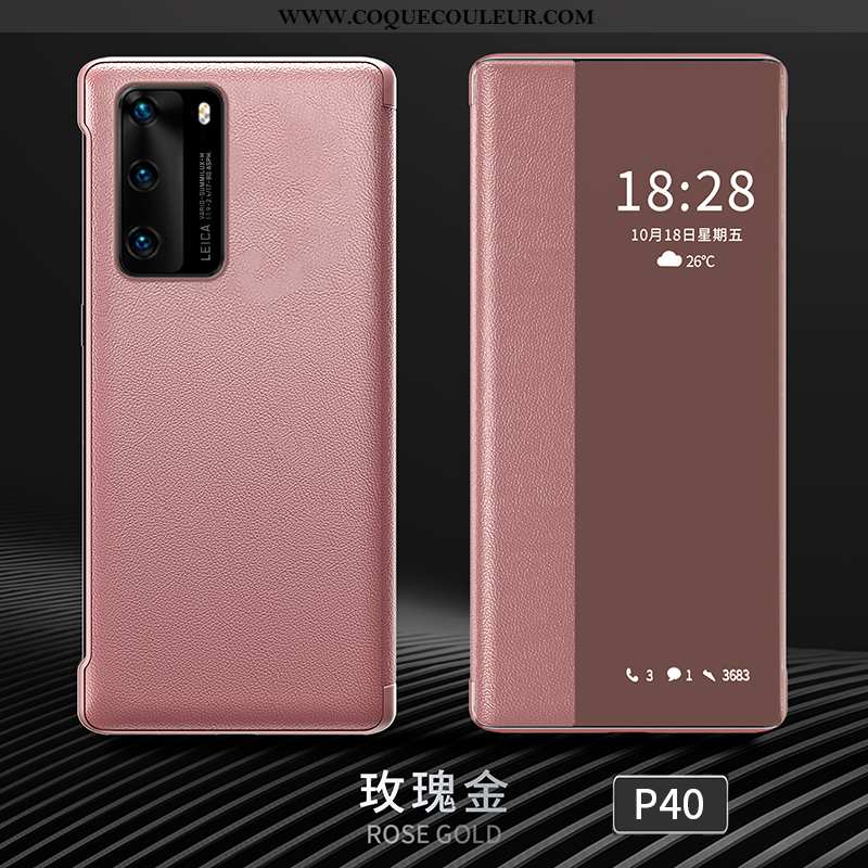 Étui Huawei P40 Personnalité Cuir Dormance, Coque Huawei P40 Créatif Protection Rose