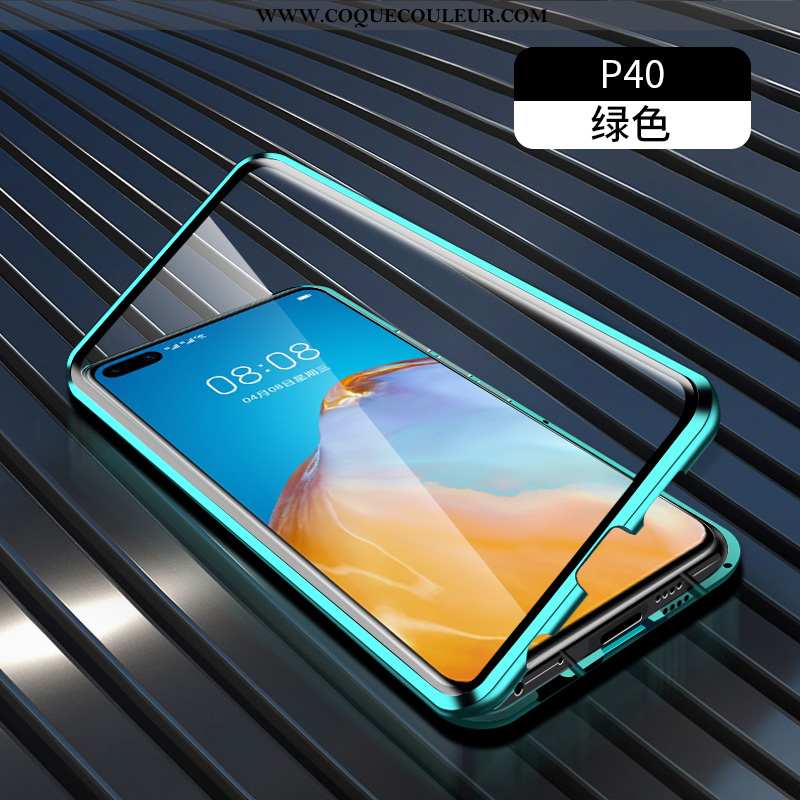 Étui Huawei P40 Protection Coque Difficile, Huawei P40 Métal Téléphone Portable Verte