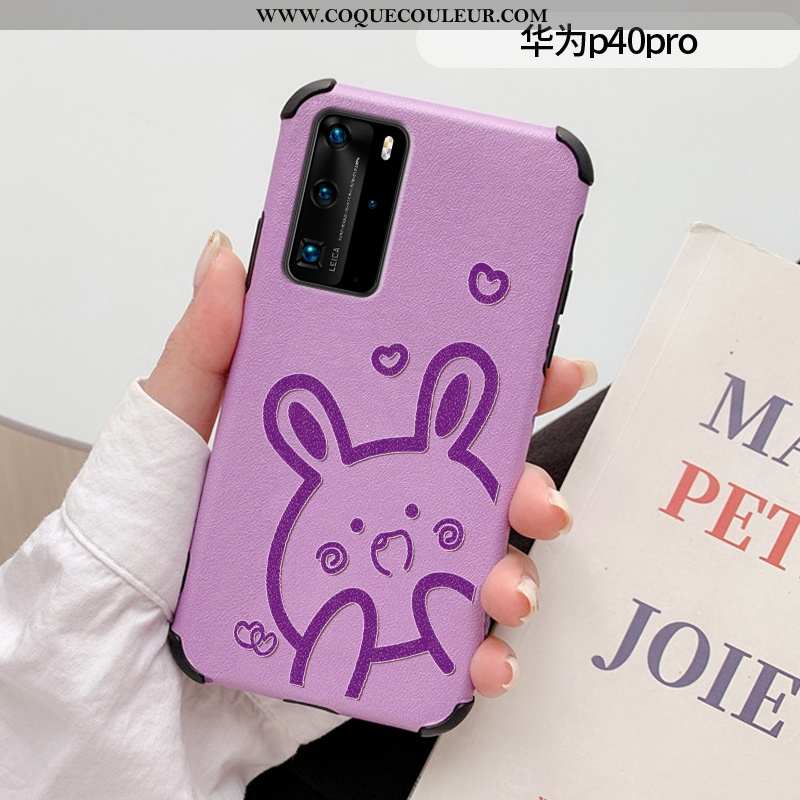 Coque Huawei P40 Cuir Fluide Doux Soie Mulberry, Housse Huawei P40 Modèle Fleurie Mode Violet