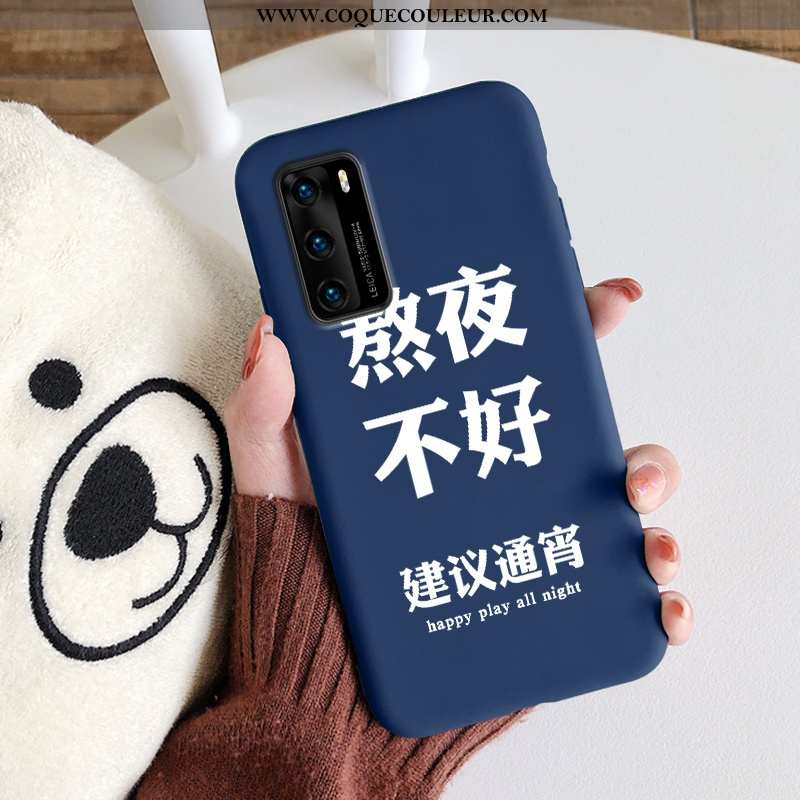 Coque Huawei P40 Silicone Nouveau Incassable, Housse Huawei P40 Protection Étui Bleu Foncé