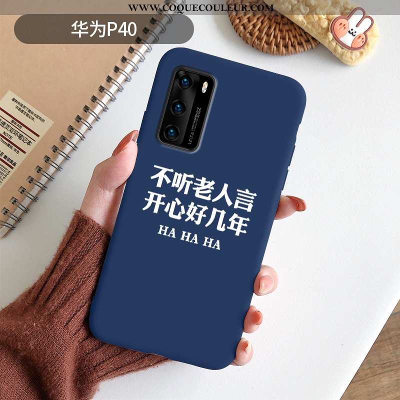 Coque Huawei P40 Silicone Nouveau Incassable, Housse Huawei P40 Protection Étui Bleu Foncé