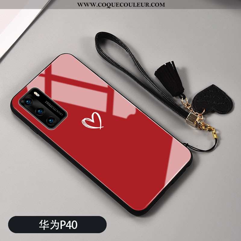 Coque Huawei P40 Protection Amour Personnalité, Housse Huawei P40 Verre Silicone Noir