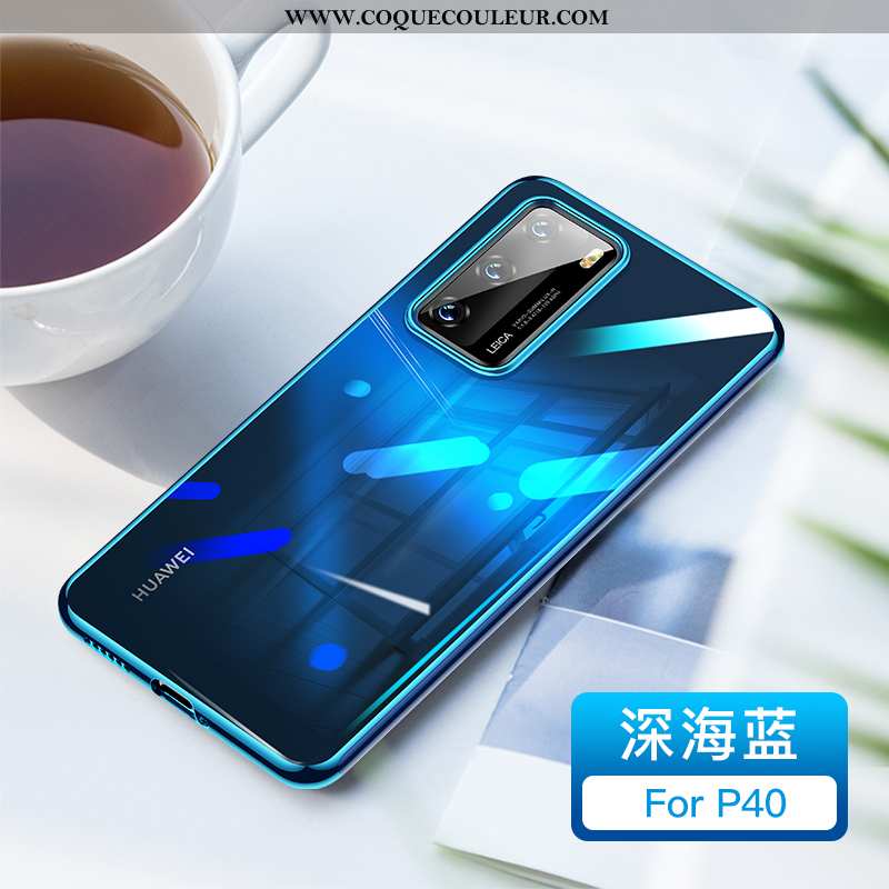 Étui Huawei P40 Créatif Tout Compris Incassable, Coque Huawei P40 Charmant Britanique Bleu