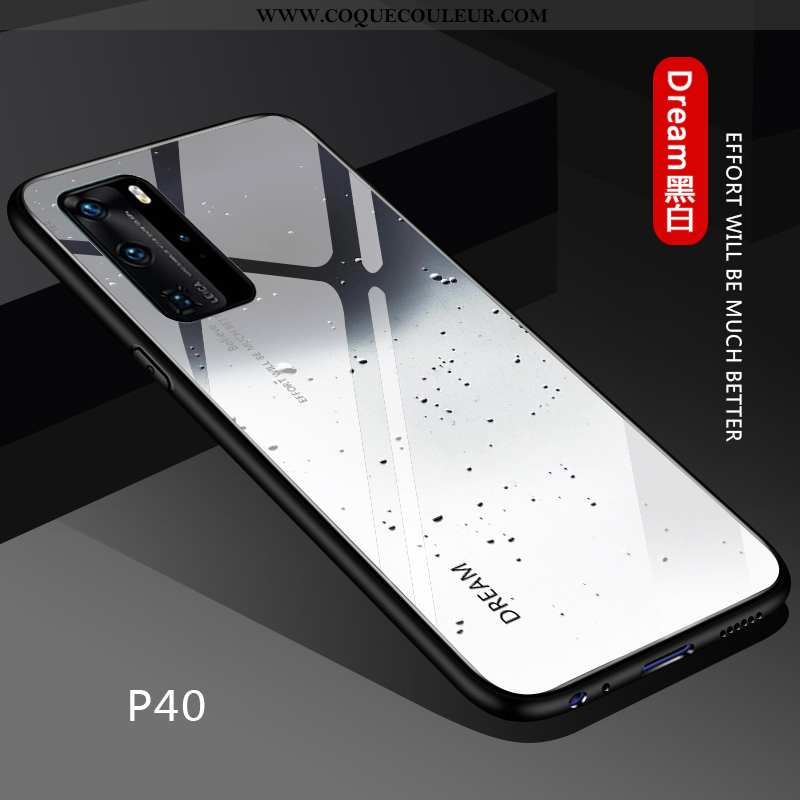 Coque Huawei P40 Personnalité Incassable Silicone, Housse Huawei P40 Créatif Couleur Unie Noir