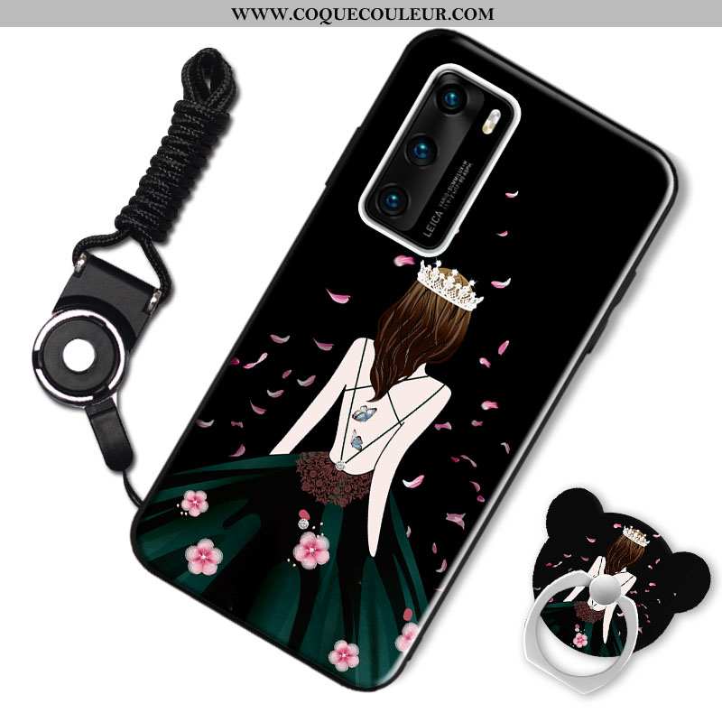 Housse Huawei P40 Dessin Animé Tendance Délavé En Daim, Étui Huawei P40 Charmant Personnalité Bordea