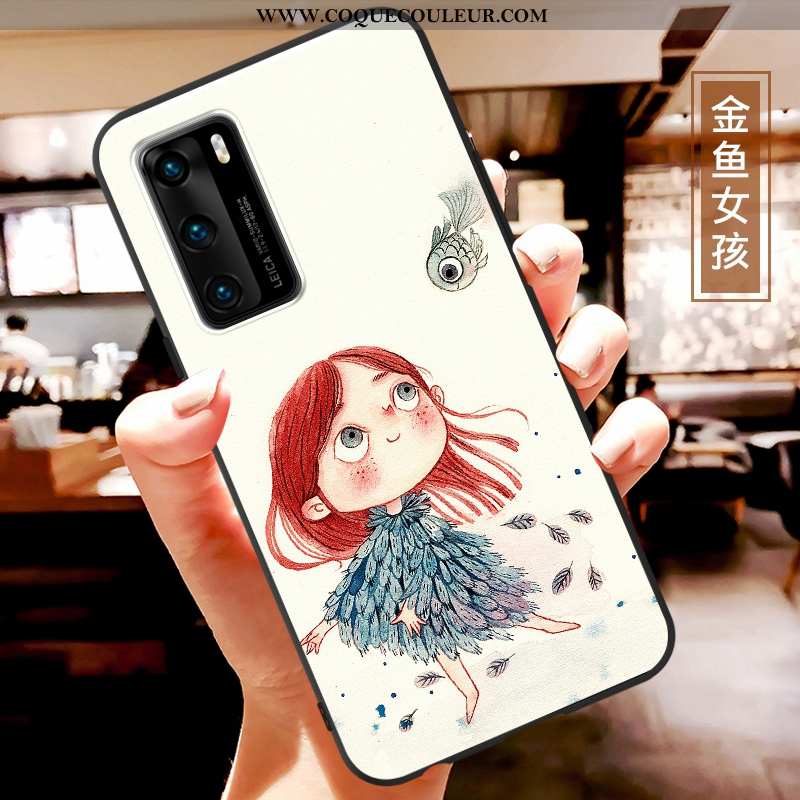 Étui Huawei P40 Charmant Coque Incassable, Huawei P40 Ultra Dessin Animé Rouge