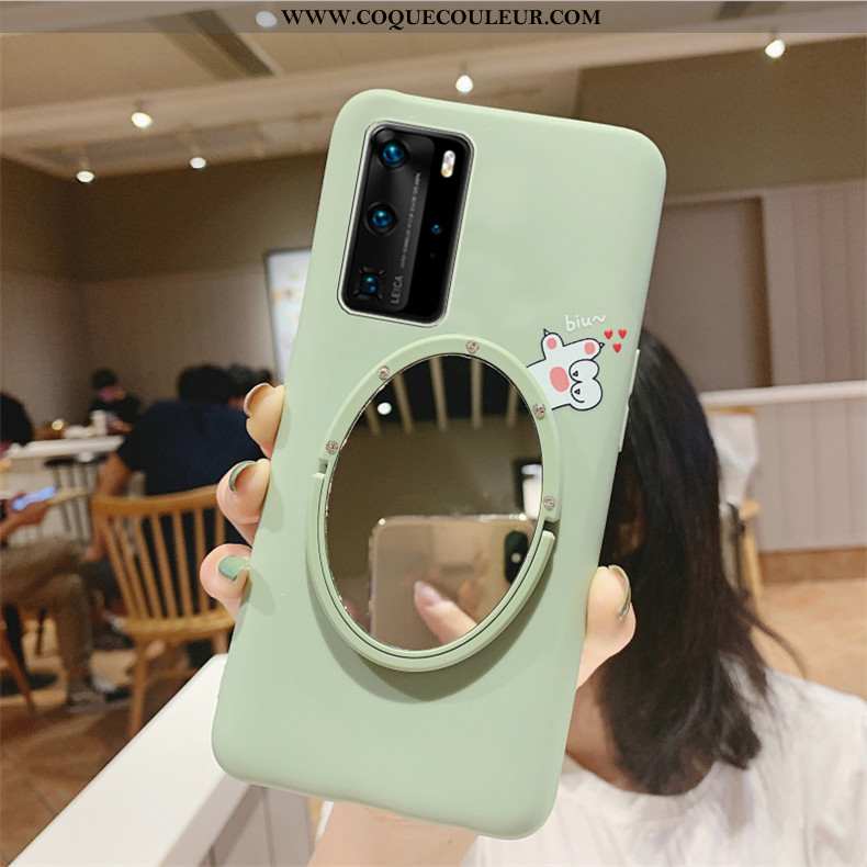 Étui Huawei P40 Silicone Dessin Animé Personnalité, Coque Huawei P40 Mode Téléphone Portable Verte