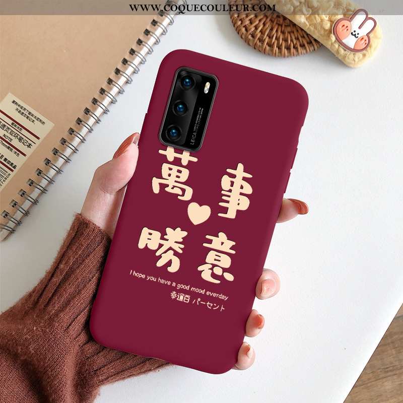 Housse Huawei P40 Créatif Silicone Fluide Doux, Étui Huawei P40 Ultra Incassable Bordeaux