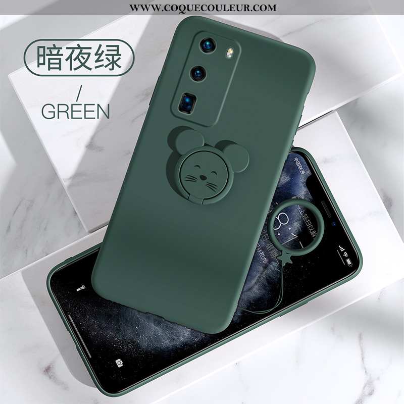 Housse Huawei P40 Tendance Coque Vert, Étui Huawei P40 Fluide Doux Nouveau Armée Verte