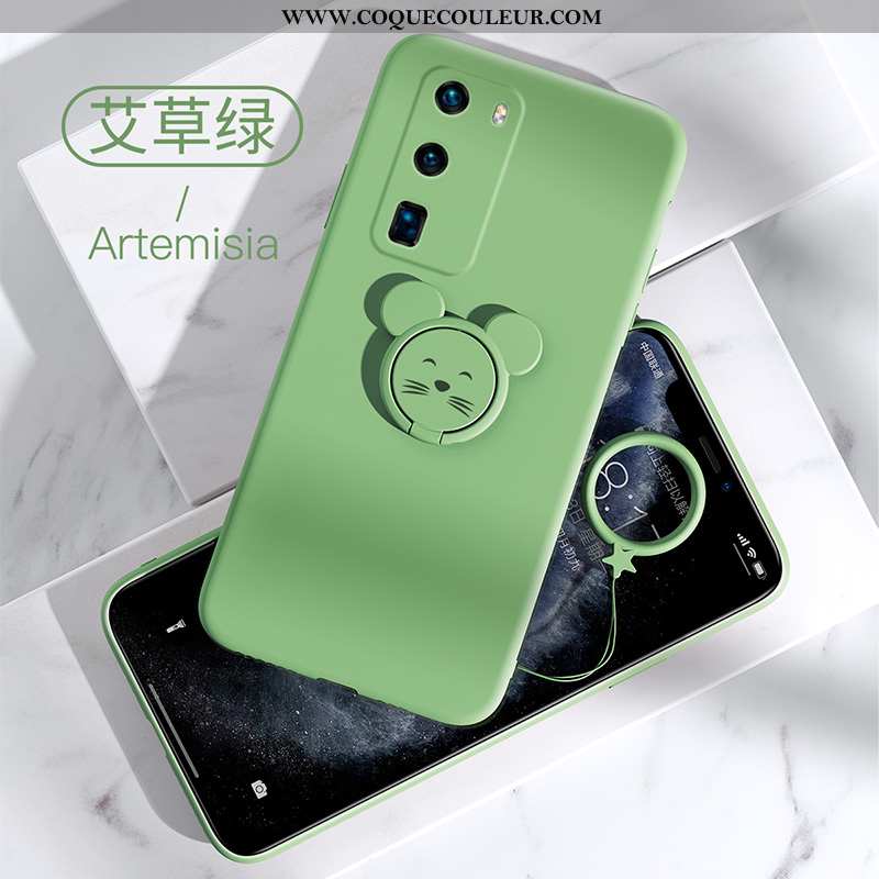 Housse Huawei P40 Tendance Coque Vert, Étui Huawei P40 Fluide Doux Nouveau Armée Verte