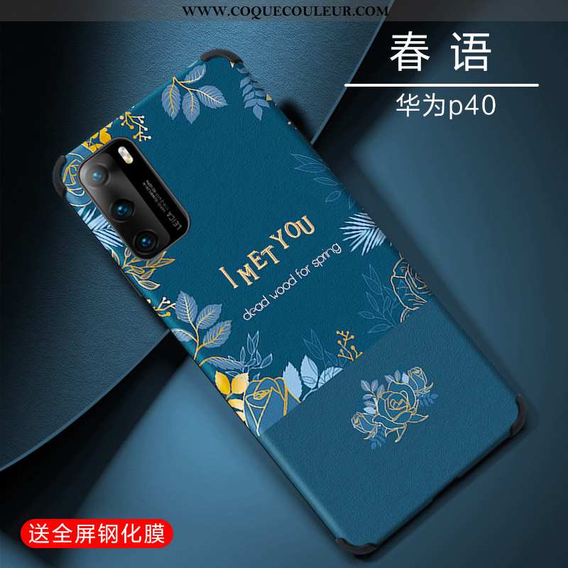 Housse Huawei P40 Protection Fluide Doux Vent, Étui Huawei P40 Délavé En Daim Verte