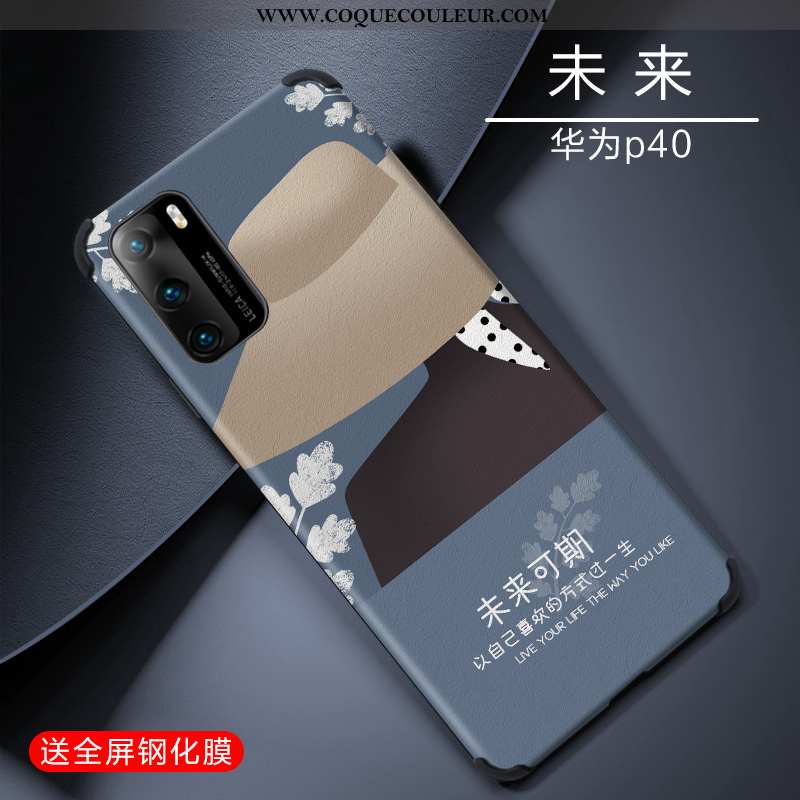 Housse Huawei P40 Protection Fluide Doux Vent, Étui Huawei P40 Délavé En Daim Verte