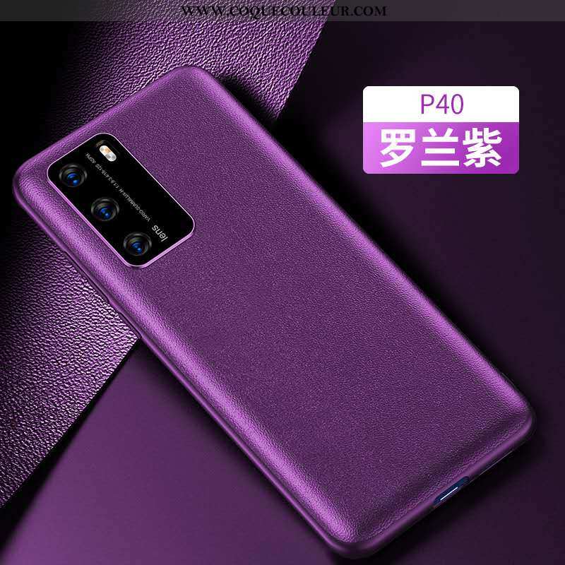 Housse Huawei P40 Cuir Coque Incassable, Étui Huawei P40 Téléphone Portable Violet