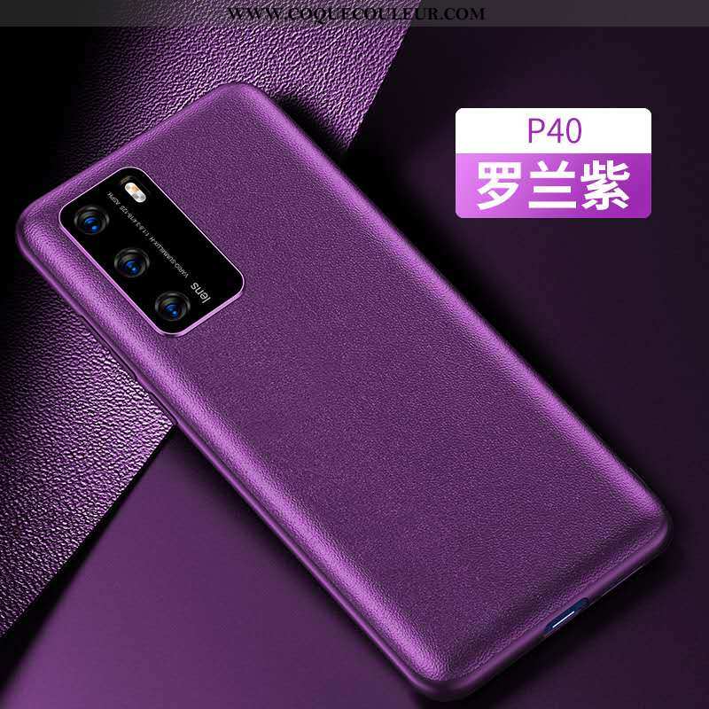 Housse Huawei P40 Cuir Coque Incassable, Étui Huawei P40 Téléphone Portable Violet