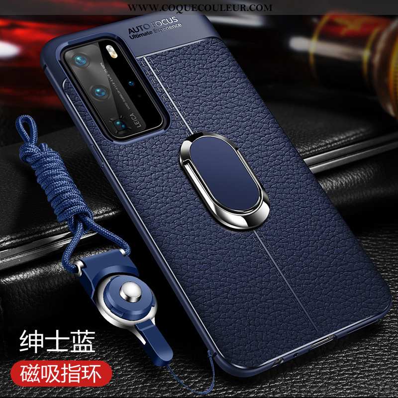 Housse Huawei P40 Protection Fluide Doux Coque, Étui Huawei P40 Ornements Suspendus Bleu