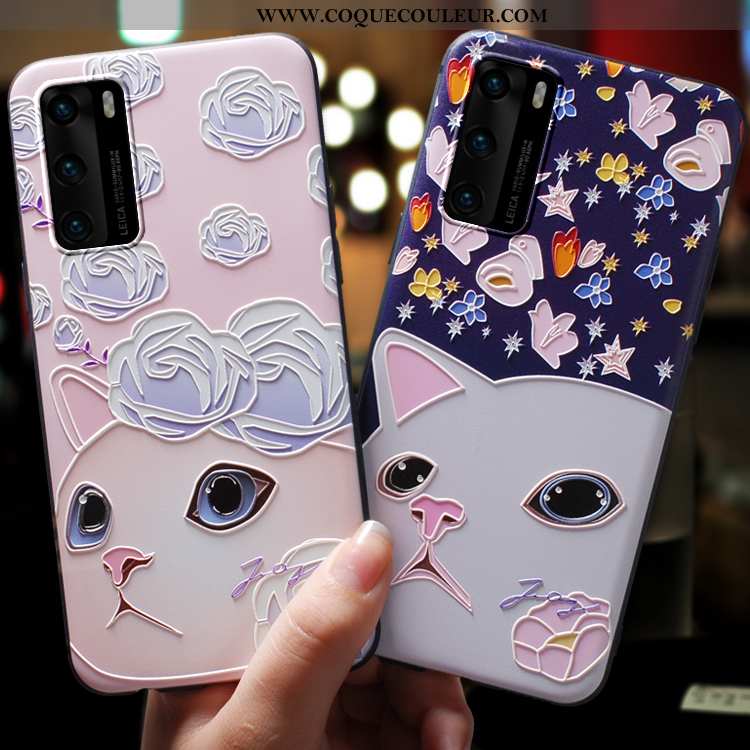 Housse Huawei P40 Protection Ultra Coque, Étui Huawei P40 Délavé En Daim Tendance Rose