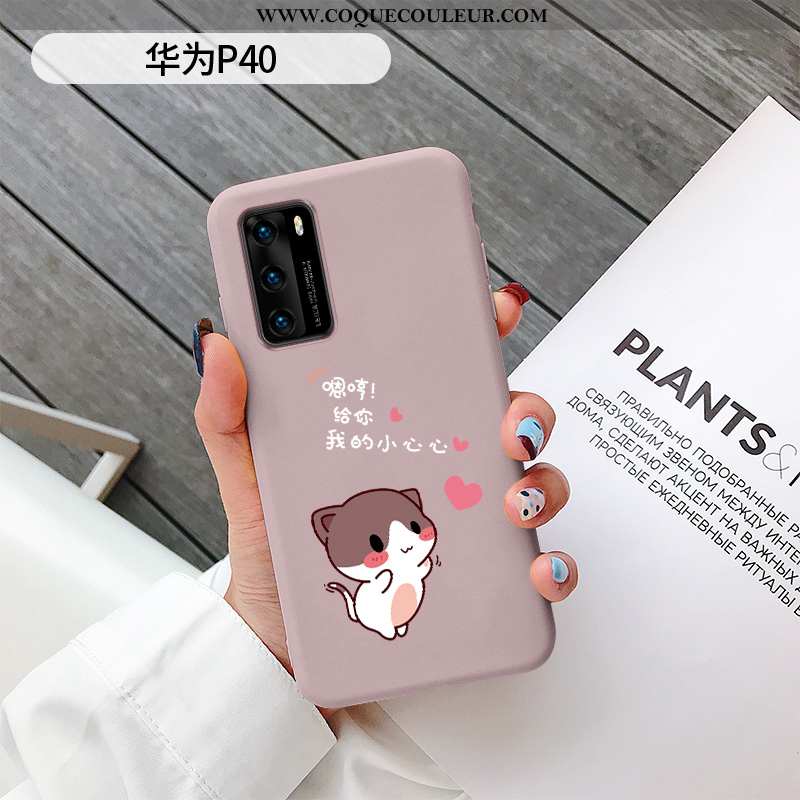 Étui Huawei P40 Dessin Animé Cœur Créatif, Coque Huawei P40 Silicone Bleu