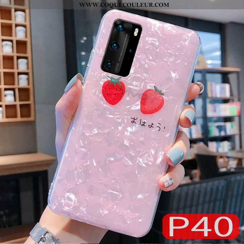 Étui Huawei P40 Tendance Personnalité Téléphone Portable, Coque Huawei P40 Légère Ultra Rose