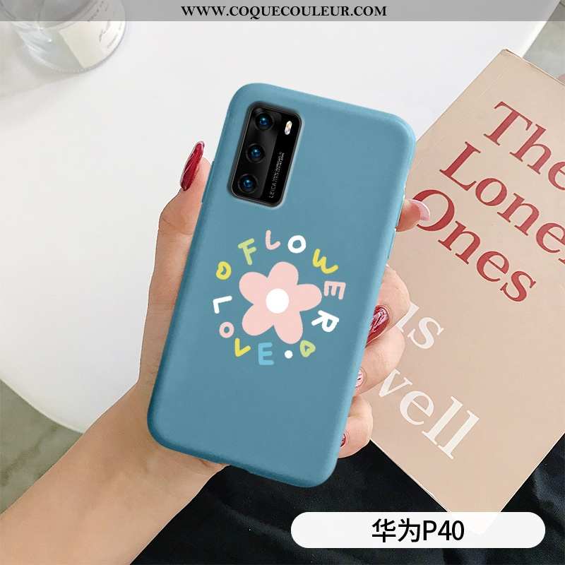 Housse Huawei P40 Fluide Doux Téléphone Portable Nouveau, Étui Huawei P40 Silicone Incassable Bleu F