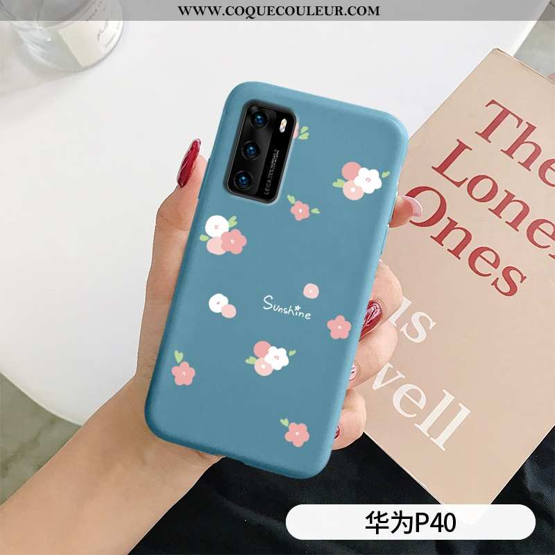 Housse Huawei P40 Fluide Doux Téléphone Portable Nouveau, Étui Huawei P40 Silicone Incassable Bleu F