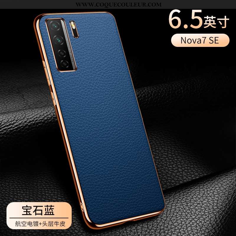 Étui Huawei P40 Lite 5g Cuir Business Bleu, Coque Huawei P40 Lite 5g Protection Bovins Bleu