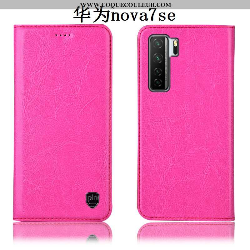 Étui Huawei P40 Lite 5g Protection Coque Housse, Huawei P40 Lite 5g Cuir Véritable Tout Compris Rose