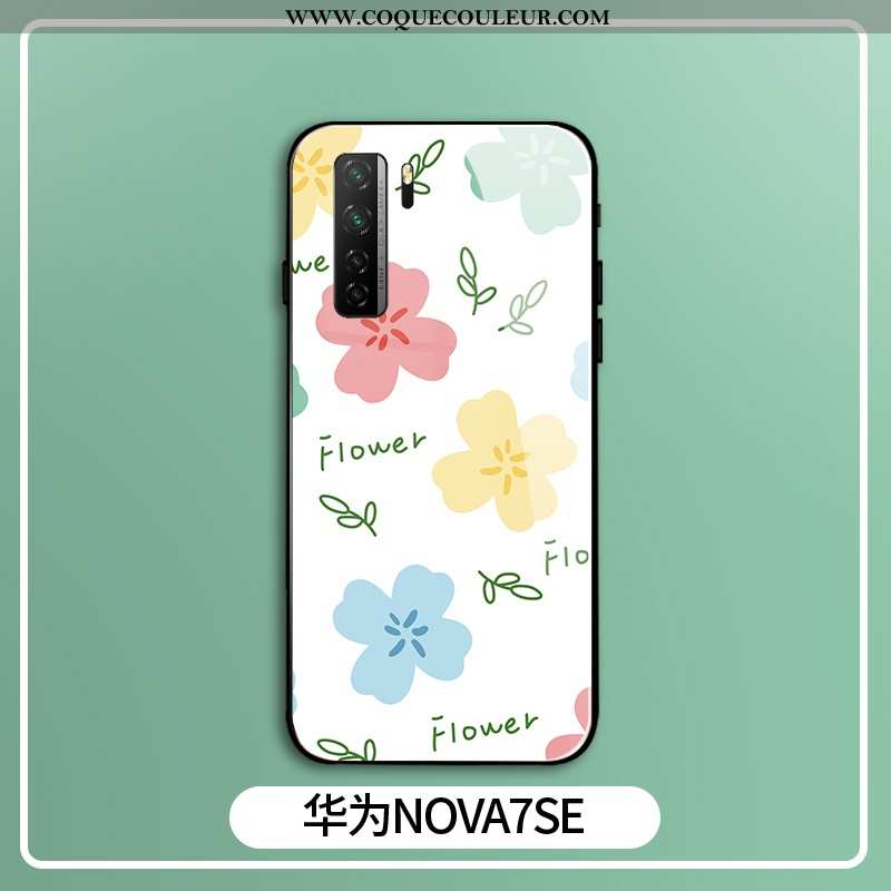 Housse Huawei P40 Lite 5g Charmant Verre Fleur, Étui Huawei P40 Lite 5g Silicone Mode Blanche