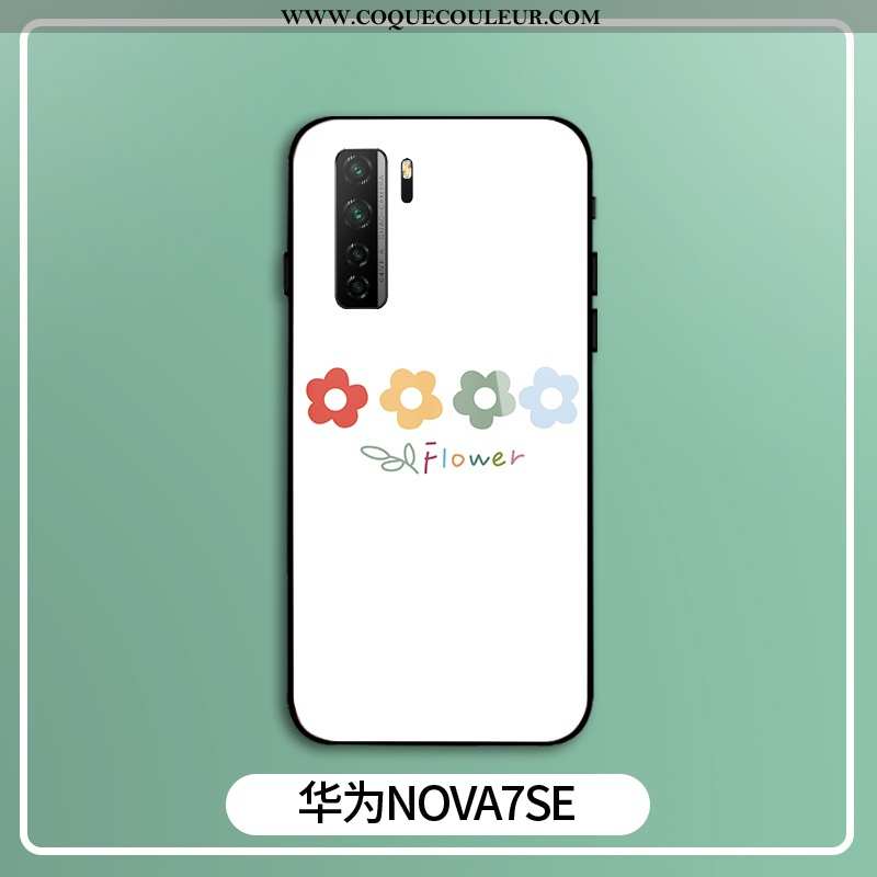 Housse Huawei P40 Lite 5g Charmant Verre Fleur, Étui Huawei P40 Lite 5g Silicone Mode Blanche