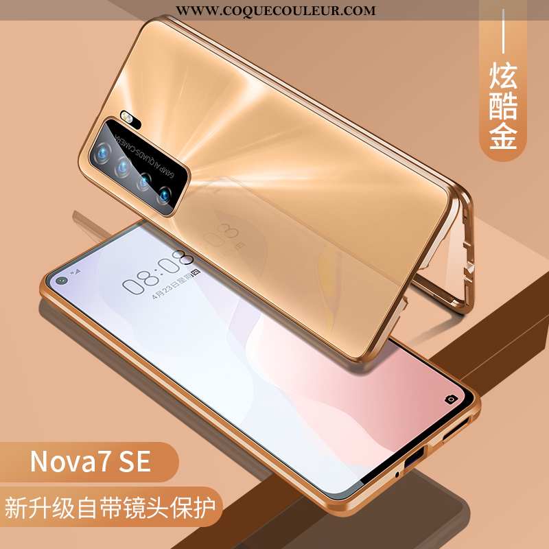 Coque Huawei P40 Lite 5g Protection Étui Créatif, Housse Huawei P40 Lite 5g Verre Magnétisme Noir