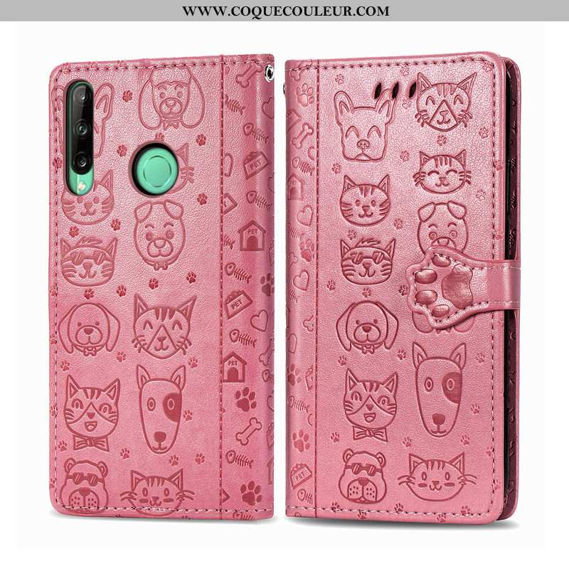 Étui Huawei P40 Lite E Cuir Dessin Animé Coque, Coque Huawei P40 Lite E Protection Rose