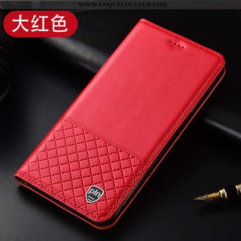 Étui Huawei P40 Lite E Protection Téléphone Portable, Coque Huawei P40 Lite E Cuir Véritable Rouge