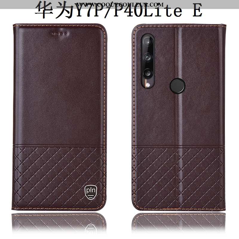 Étui Huawei P40 Lite E Protection Téléphone Portable, Coque Huawei P40 Lite E Cuir Véritable Rouge