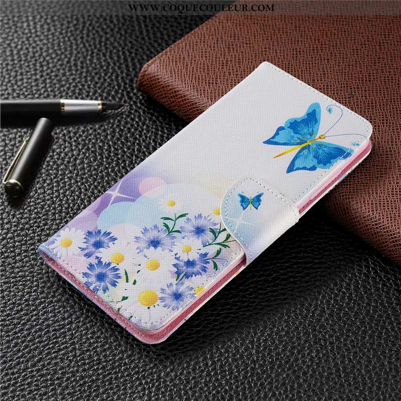 Étui Huawei P40 Lite E Cuir Housse Peinture, Coque Huawei P40 Lite E Protection Bleu