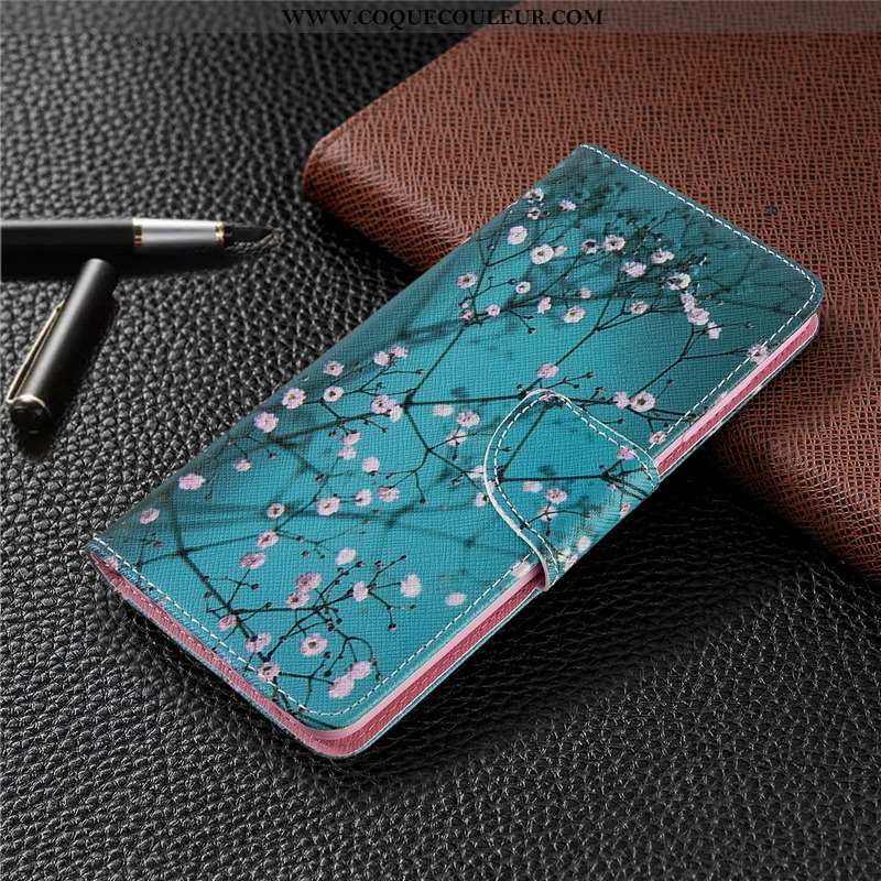 Étui Huawei P40 Lite E Cuir Housse Peinture, Coque Huawei P40 Lite E Protection Bleu