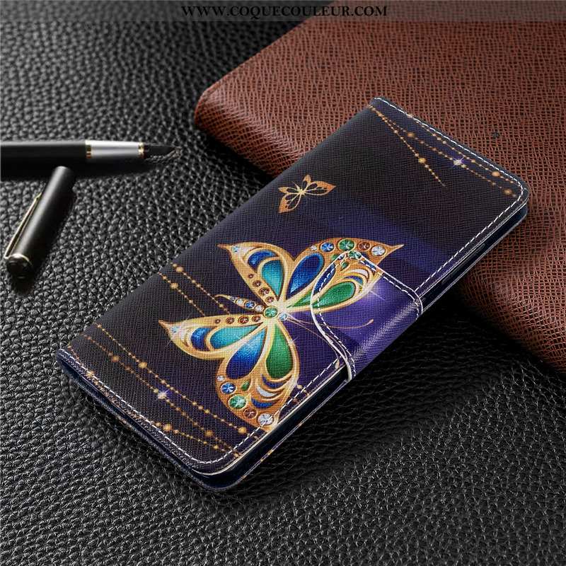 Étui Huawei P40 Lite E Cuir Housse Peinture, Coque Huawei P40 Lite E Protection Bleu