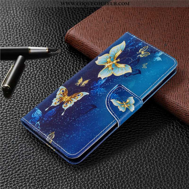 Étui Huawei P40 Lite E Cuir Housse Peinture, Coque Huawei P40 Lite E Protection Bleu