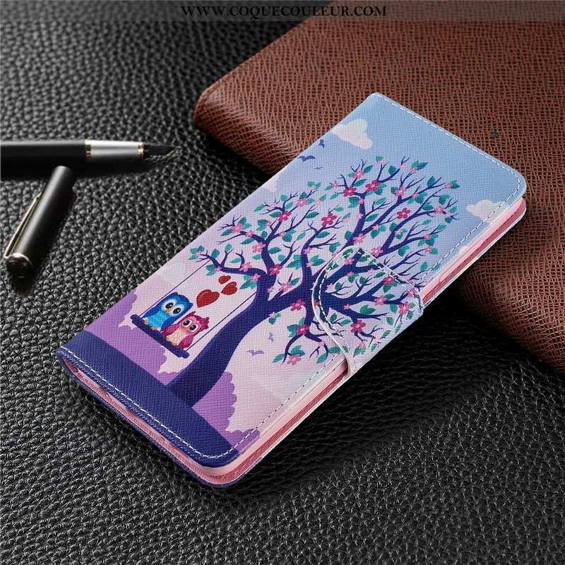 Étui Huawei P40 Lite E Cuir Housse Peinture, Coque Huawei P40 Lite E Protection Bleu