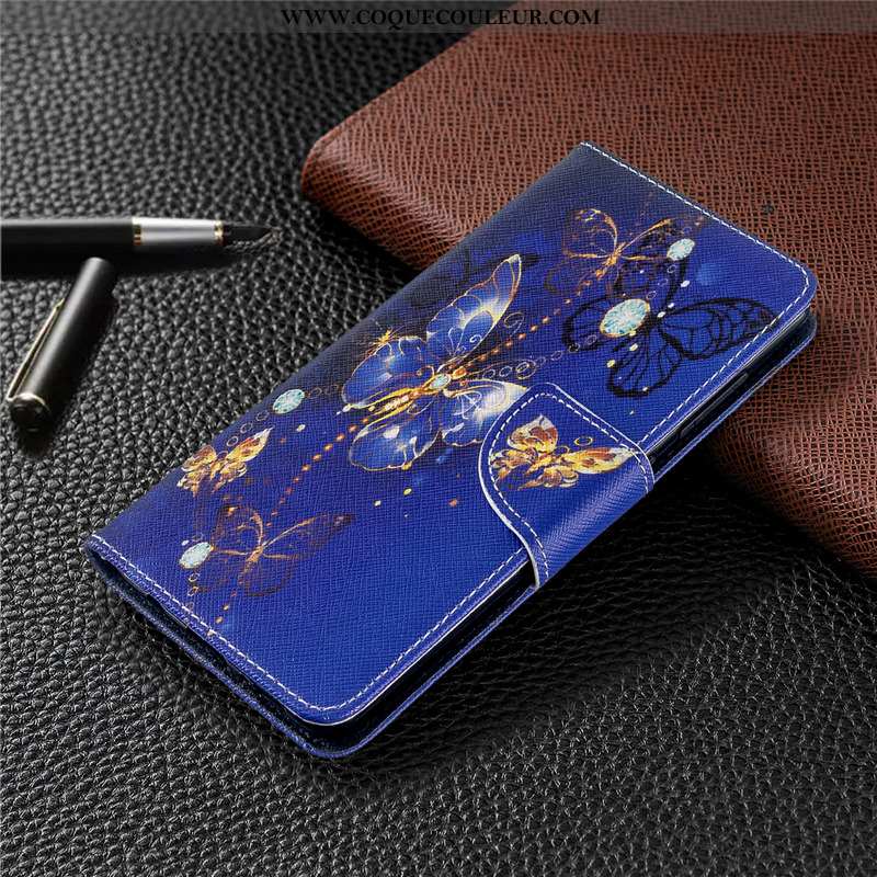 Étui Huawei P40 Lite E Cuir Housse Peinture, Coque Huawei P40 Lite E Protection Bleu