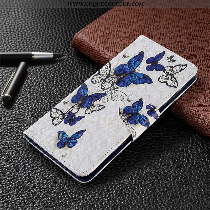 Étui Huawei P40 Lite E Cuir Housse Peinture, Coque Huawei P40 Lite E Protection Bleu