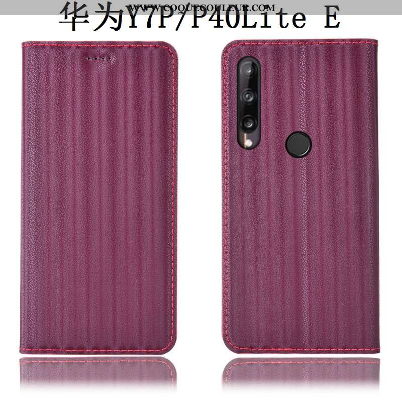 Étui Huawei P40 Lite E Cuir Véritable Dégradé Protection, Coque Huawei P40 Lite E Modèle Fleurie Noi