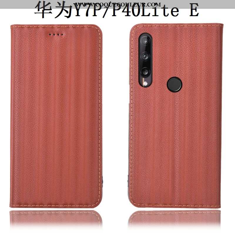 Étui Huawei P40 Lite E Cuir Véritable Dégradé Protection, Coque Huawei P40 Lite E Modèle Fleurie Noi