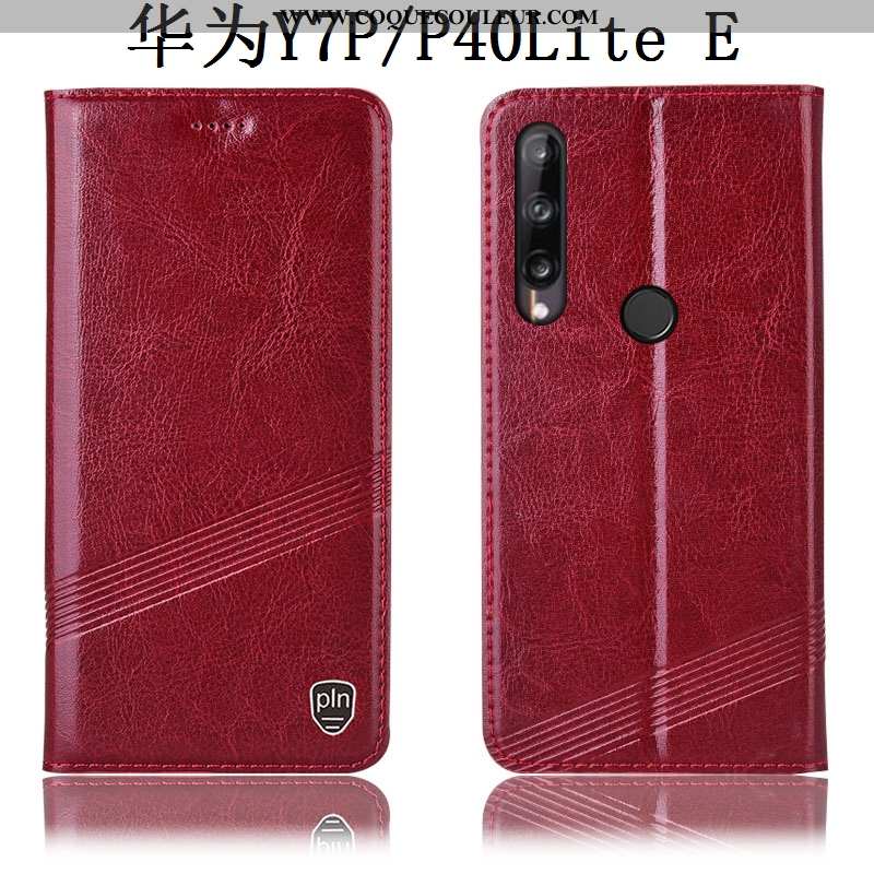 Coque Huawei P40 Lite E Cuir Véritable Tout Compris Noir, Housse Huawei P40 Lite E Modèle Fleurie In