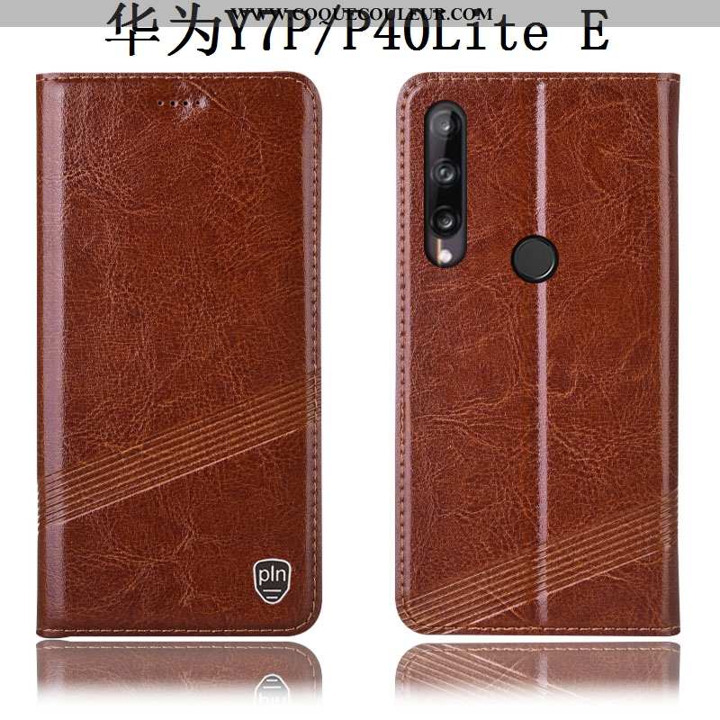 Coque Huawei P40 Lite E Cuir Véritable Tout Compris Noir, Housse Huawei P40 Lite E Modèle Fleurie In