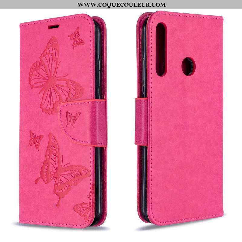 Housse Huawei P40 Lite E Gaufrage Coque Papillon, Étui Huawei P40 Lite E Cuir En Relief Rouge